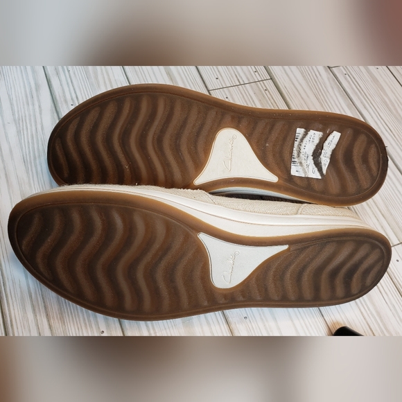 Clarks Cloudsteppers Off-White canvas slip-on shoes size 6½ (sa208) - Picture 7 of 7
